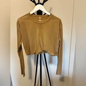 WE THE FREE Intimately Free Cropped Long Sleeve Women's Top  | S | Olive Brown